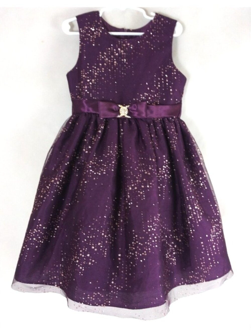 Jayne Copeland Beautiful Purple Glitter Sleeveless Dress With Jeweled Bow 6X